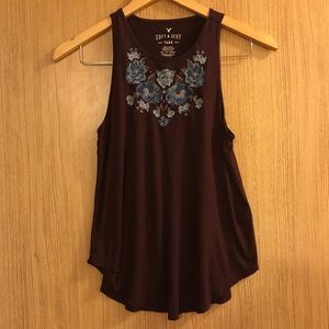 Soft and Sexy High Neck Embroidered Tank